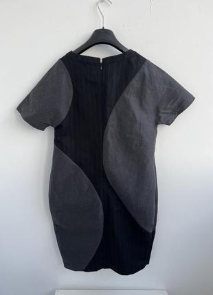 Комбинированное платье кокон свободного кроя хлопок + лен3 фото