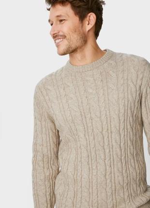 Теплий чоловічий светр із бавовни та натуральної вовни у бежевих тонах