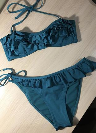Купальник h&m euros ruffle bandeau bikini set - s, xs2 фото