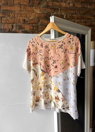 Zara woman basic collection floral printed t-shirt женская футболка