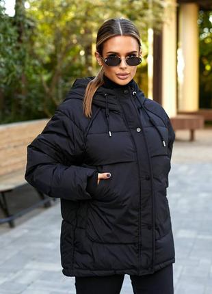 Теплая зимняя стеганая куртка с капюшоном фабричный китай, женская куртка зима на халофайбери8 фото