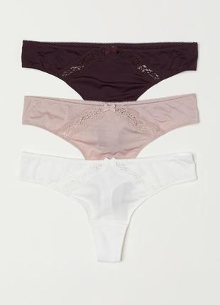 Бордовые трусики стринги h&m microfibre thong briefs - s