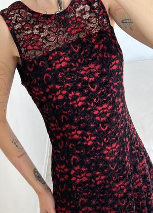 Черное красное винтажное кружевное платье2 фото