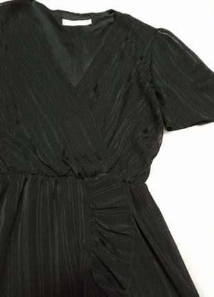 Черное платье в полоску на запах3 фото