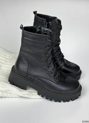 Черные демисезонные ботинки ботинки из натуральной кожи5 фото