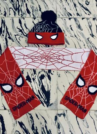 Демисезонный комплект - шапка и шарф spider-man marvel primark (испания)