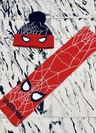 Демисезонный комплект - шапка и шарф spider-man marvel primark (испания)2 фото