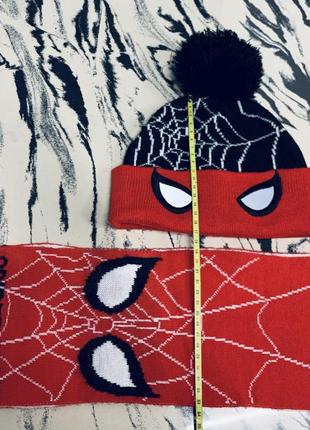 Демисезонный комплект - шапка и шарф spider-man marvel primark (испания)3 фото