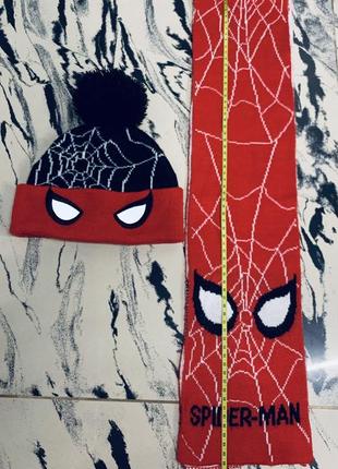 Демисезонный комплект - шапка и шарф spider-man marvel primark (испания)6 фото