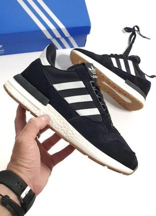 Мужские кроссовки adidas zx 500 •black white• / мужественные кроссовки адедас чёрные с белллим