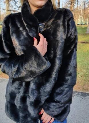 Розкішна норкова шуба чорний діамант