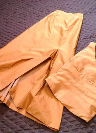 Шикарний вечірній костюм з спідницею в підлогу.гірчична карамель.уцінка товару до кінця місяця