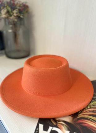 Стильная  фетровая шляпа широкополая шоколадный 56-59р (948)5 фото