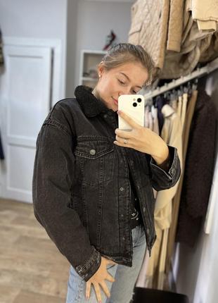 Джинсовка zara mango h&m cropp женская джинсовая куртка на меху3 фото