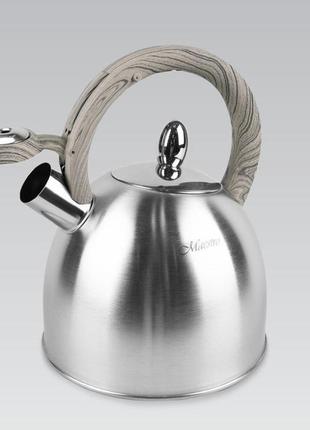 Чайник зі свистком 2.5 л із неіржавкої сталі maestro mr-1312 чайник для індукційної плити чайник газовий7 фото