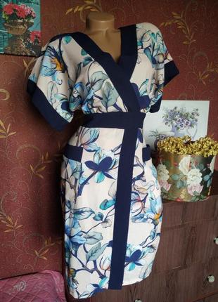 Платье миди с цветочным принтом с карманами от closet1 фото