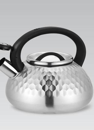 Чайник со свистком 3 л из нержавеющей стали maestro mr-1309-black чайник для индукционной плиты чайник6 фото