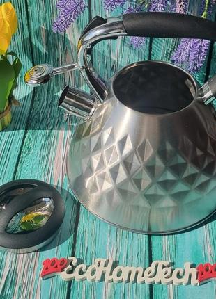 Чайник зі свистком 3.0 л з неіржавкої сталі maestro mr-1322 чайник для індукційної плити чайник газовий4 фото