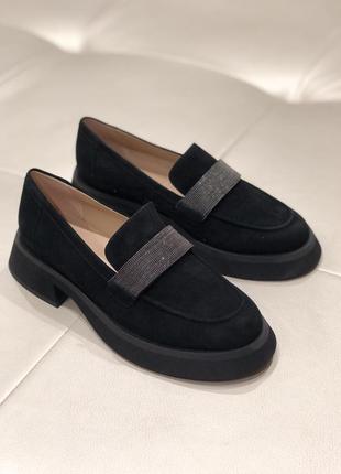 Слиперы женские замшевые черные классические туфли на низком ходу ht3116a-158-c49 anemone 31642 фото