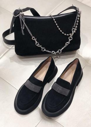 Слиперы женские замшевые черные классические туфли на низком ходу ht3116a-158-c49 anemone 31645 фото