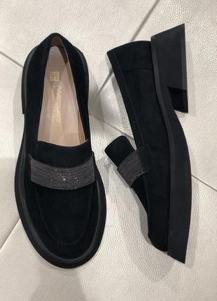Слиперы женские замшевые черные классические туфли на низком ходу ht3116a-158-c49 anemone 31647 фото