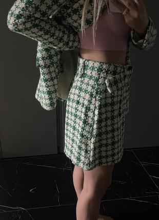Твідовий костюм zara юбка жакет6 фото