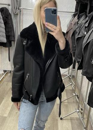 Роскішна натуральна дублянка авіатор