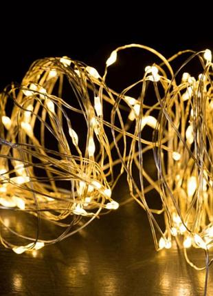 Гірлянда світлодіодний дріт крапля роси 5 метрів 50led теплий на батарейках