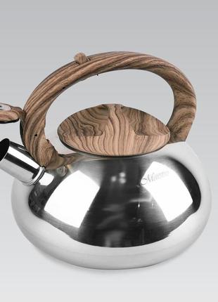 Чайник зі свистком 3.0 л із неіржавкої сталі maestro mr-1317 чайник для індукційної плити чайник газовий8 фото