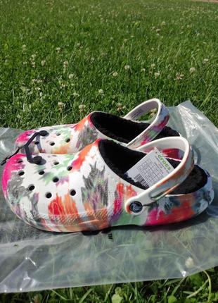 Crocs classic lined tie dye clog black/multi 45-46 29см 

новые оригинал кроксы2 фото