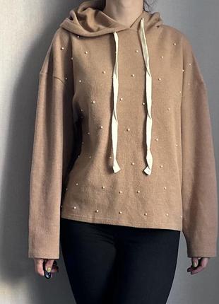 Zara худі з перлинами бежеве розмір с8 фото
