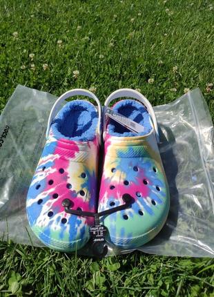 Crocs classic lined tie dye clog black/multi 46-47 30см новые оригинал кроксы3 фото