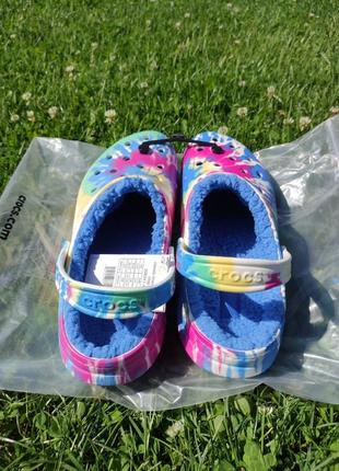 Crocs classic lined tie dye clog black/multi 46-47 30см нові оригінал крокси4 фото