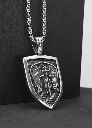 Чоловічий кулон на шию з ланцюжком "angel" з нержавіючої сталі