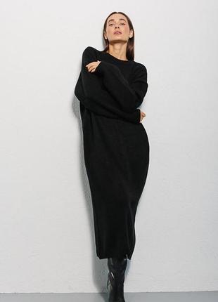 Платье женское вязаное с узорами черное modna kazka mkar200255-24 фото