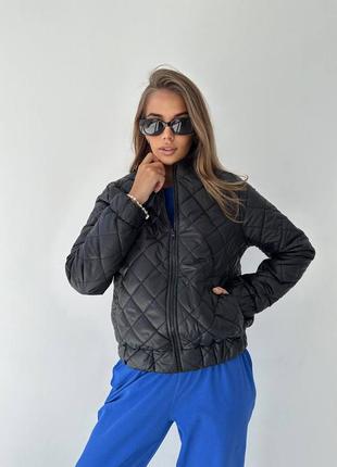 Стьобана осіння куртка бомбер на синтепоні 100, жіноча куртка демі демісезон8 фото