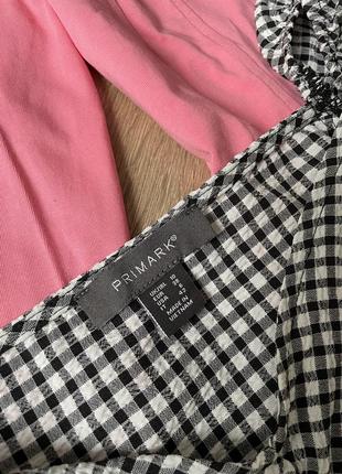 Новий вкорочений кроп топ блуза з обʼємними рукавами на плечі в клітку принт тренд primark s/m8 фото