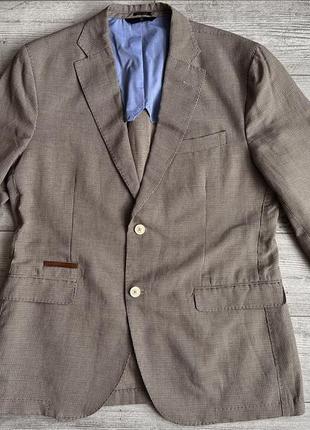 Піджак\блейзер massimo dutti cotton-linen blazer with elbow patches