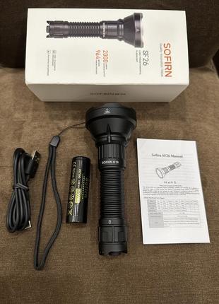 Фонарик sofirn sf26 макс. 2000 люмен 964 метра edc sft40 светодиодный с хвостовым...