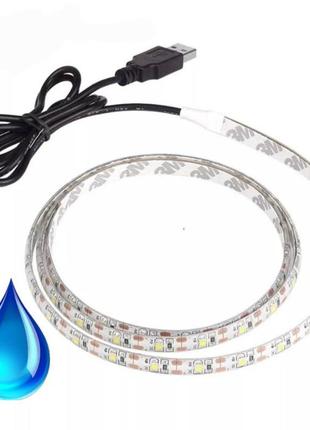 Светодиодная водонепроницаемая led лента 2м с питанием от повербанка или usb  (нейтральный белый 5000к)