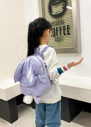 Стильний дитячий рюкзак з вушками та хвостиком зайчик2 фото