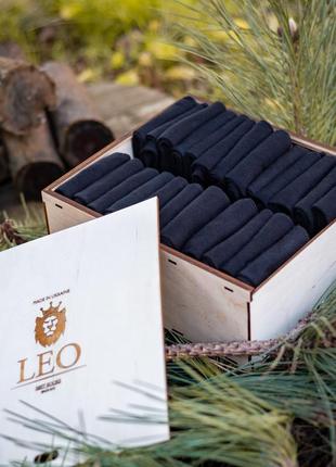 Чоловічі шкарпетки в подарунковій дерев'яній коробці лео лайкра преміум 24 пари розмір 40-46