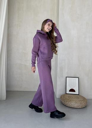 Женский теплый костюм теплый спортивный костюм модные теплые костюмы теплый костюм на флисе теплый костюм худи и свободные штаны клеш