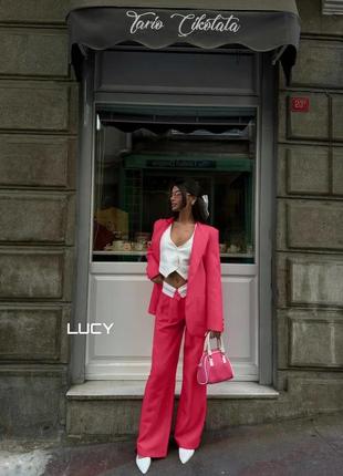 Брючный костюм женский штаны палаццо с отворотом и пиджак