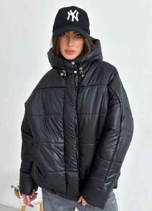 Жіноча куртка зима❄️ до -25⁰🌡❄️вільного крою оверсайз з затяжками7 фото