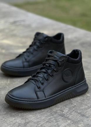 Зимние ❄️ кожаные мужские ботинки TOP armani