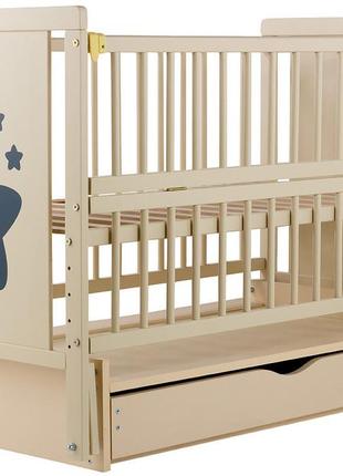 Ліжко babyroom зірочка z-03 маятник, ящик, відкидний бік бук слонова кістка