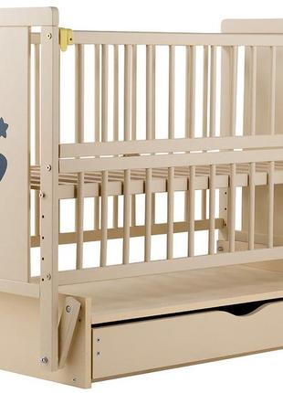 Ліжко babyroom зірочка z-03 маятник, ящик, відкидний бік бук слонова кістка3 фото