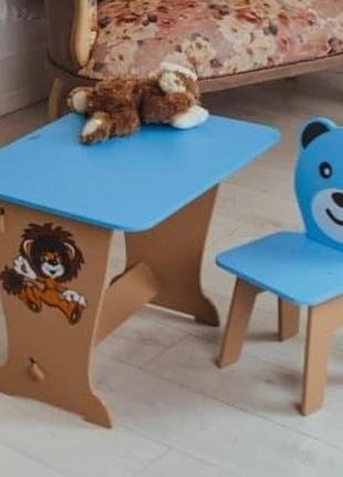 Детский стол! супер подарок!столик парта ,рисунок зайчик и стульчик детский медвежонок.для рисования,учебы,игр
