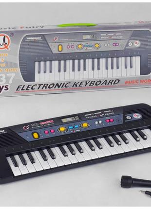 Пианино детское mq 031 fm на батарейках, с микрофоном, fm radio, 37 клавиш, мелодии, синтезатор r_440